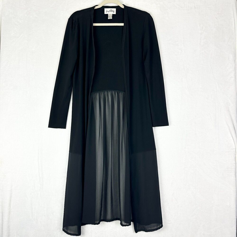 Joseph Ribkoff LDS Cover Up Cardigan Duster Size 4 Black Longline Minimalist